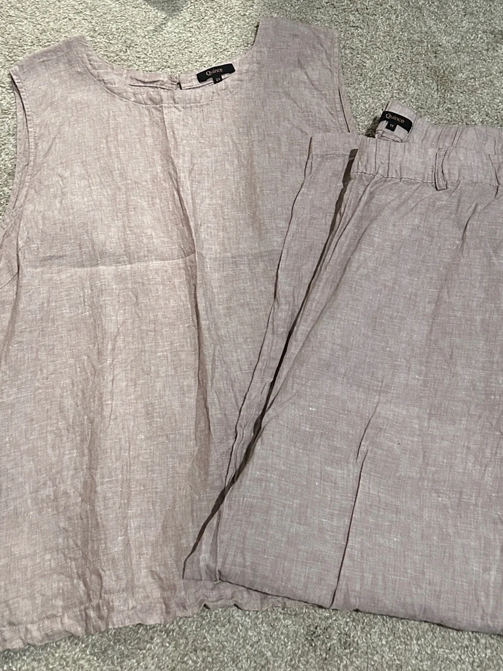 Quince Vintage Pink Chambray Linen Set